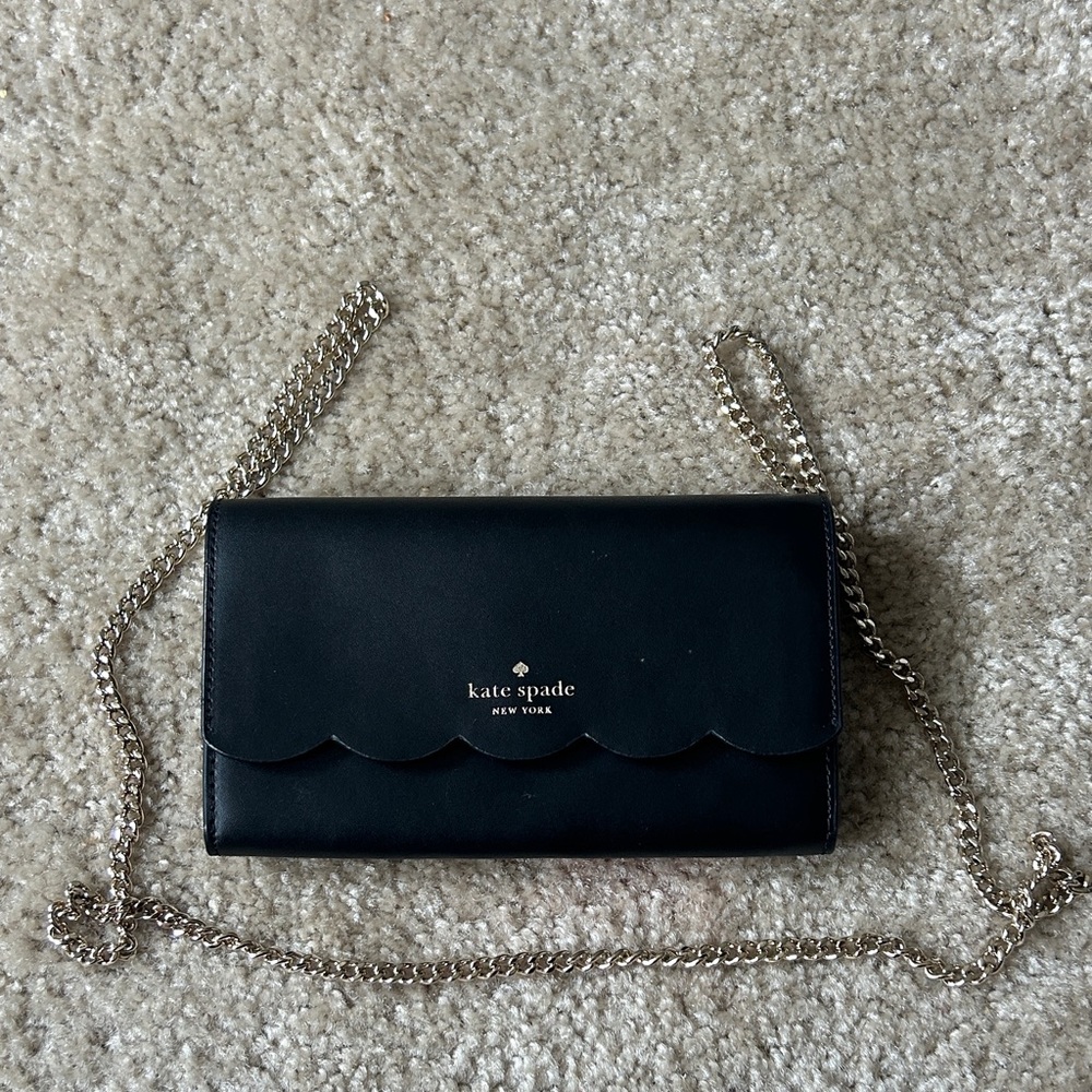 KATE SPADE Black golden tone Chain small Wallet crossbody bag NWOT